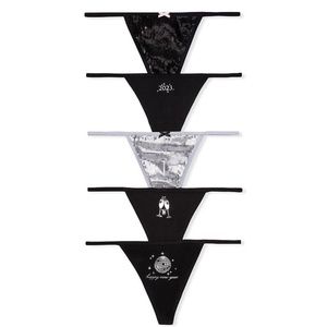 Victoria's Secret Stretch Cotton V-String Panties in New Years 5 Pack Medium NEW